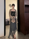 SWAYING 25 Early Autumn Irregular Hem Wool Skirt SW-SW25PF3B08C2-SH Dark Gray